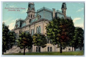 1912 Rock County Court House Exterior Building Janesville Wisconsin WI Postcard 