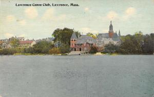 Lawrence Massachusetts Canoe Club Waterfront Antique Postcard K62665