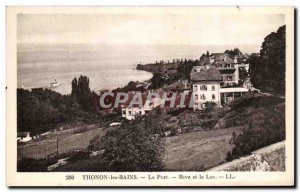 Old Postcard Thonon les Bains and Lake Shore Harbor