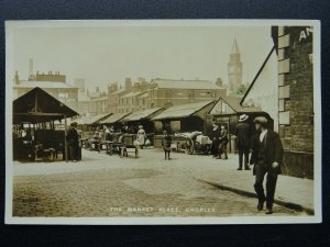 Lancashire CHORLEY Market Place Animated Scene c1905 RP Postcard by A.J. Evans