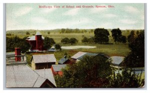 Birds Eye View School Grounds Spencer Ohio OH 1916 DB Postcard V19