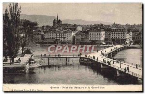 Old Postcard Pont Des Bergues Geneva and the Grand Pier
