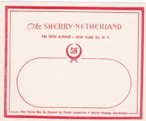 New York City Sherry-Netherland Hotel Vintage Luggage Label sk3113