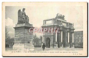 Old Postcard Paris Arc de Triomphe du Carrousel and anvien pillar grids Tuile...