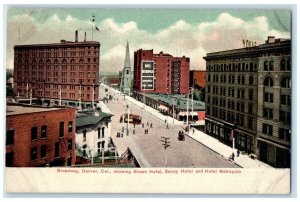 c1910 Brown Hotel Savoy Hotel Metropole Broadway Road Denver Colorado Postcard