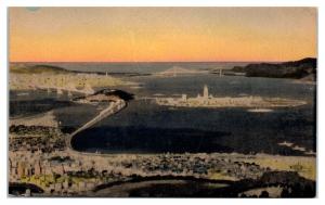 San Francisco Bay, CA GGIE World Fair Grounds Hand-Colored Postcard *5D
