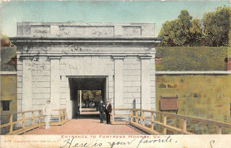 Fortress Monroe Virginia 1906 Postcard Entrance To Fortress Monroe