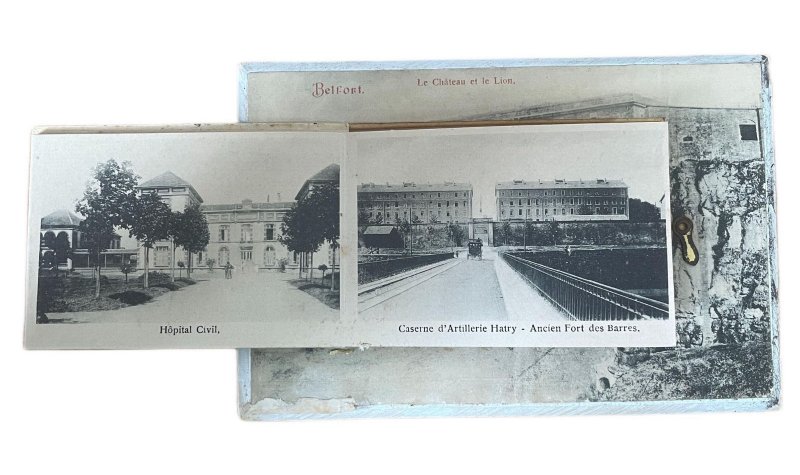 France Belfort castle and lion multi views inside rare postcard 