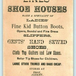 c1870s Albany Lines Shoe Houses Trade Card Sailor Typeface Many Font Engraved C8