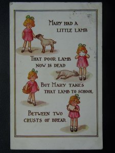 Greeting MARY HAD A LITTLE LAMB IN SANDWICH !!!!! c1930's Postcard by Burlington