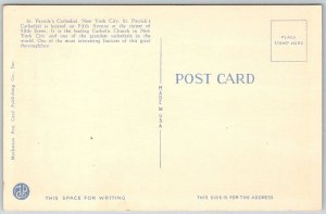 New York City NY 1940s Postcard St. Patrick's Cathedral