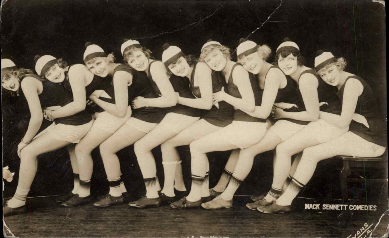 Sexy Pinup Bathing Beauty Girls Sit On Laps Mack Sennett Comedies C1920 Rppc Other Unsorted 