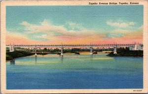 Topeka Avenue Bridge Topeka Kansas Linen Postcard C039