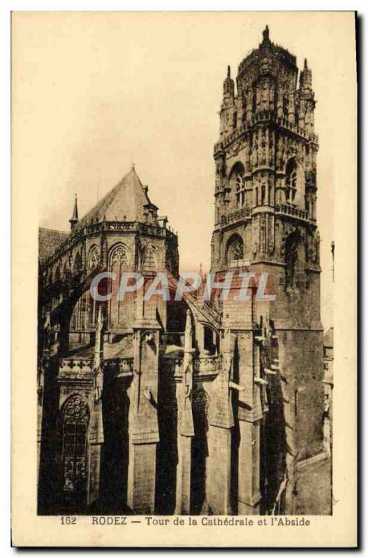 Old Postcard Rodez Tower and Cathedral & # 39Abside