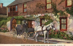 Vintage Postcard 1947 Oldest House in The United States St. Augustine Florida FL