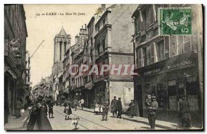Old Postcard Caen La Rue St Jean Counter Modern