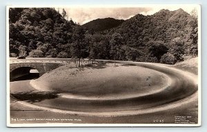 RPPC GREAT SMOKY MOUNTAIN NATIONAL PARK, TN ~ The LOOP & BRIDGE 1937 Postcard