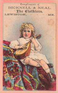 Lewiston ME Bicknell & Neal The Clothiers Young Girl Tradecard
