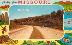 Missouri Route 66 1960s Multi View Border Panorama PP-103 Postcard 22-8295