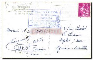 Postcard Modern Customs Behobie Frontiere Franco Spanish international bridge...