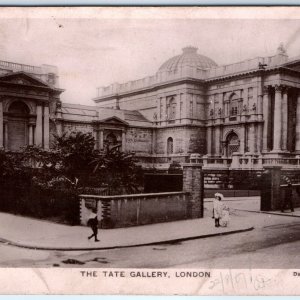 c1910s London, England Tate Art Gallery RPPC Gel Coated Real Photo Children A184