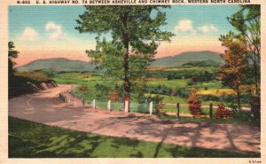 Vintage Postcard 1954 Highway Between Asheville & Chimney Rock W. North Carolina