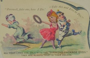 1800s Diamond Dyes Theatrical Comical Farewell False One Geo Varney Trade Card