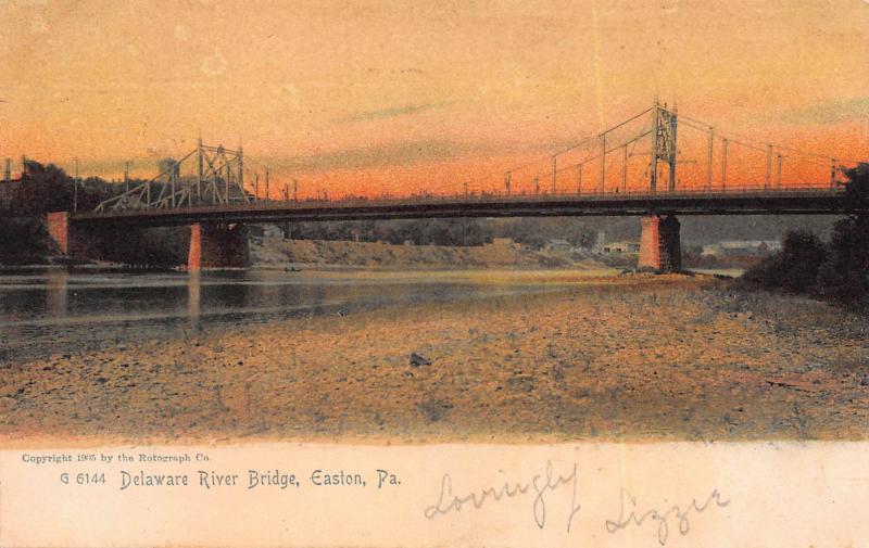 Delaware River Bridge, Easton, Pennsylvania, Early Postcard, Used in 1905