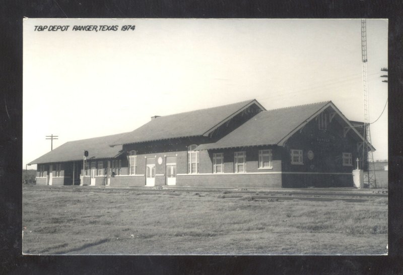 RPPC RANGER TEXAS T&P RAILROAD DEPOT TRAIN STATION REAL PHOTO POSTCARD