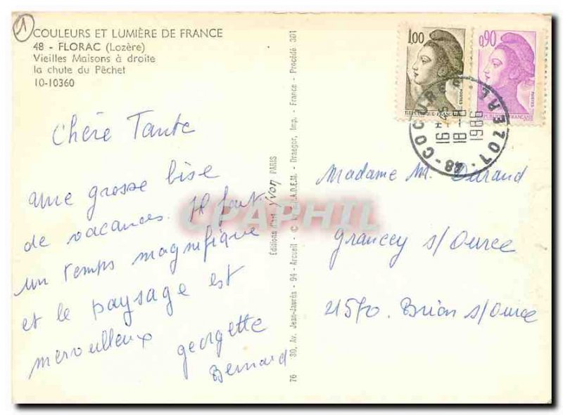 Postcard Modern Colors and Light of France Florac Lozere Vieilles Maisons rig...