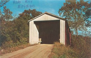 Indiana Rob Roy Covered Bridge Over Big Shawnee Creek Chrome Postcard Unused