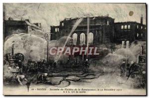 Old Postcard Firefighters Nantes Theater of Fire Renaissance 19 December 1912...