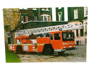 Camiva Turntable Ladder London Fire Brigade Dennis Engine Vintage Postcard