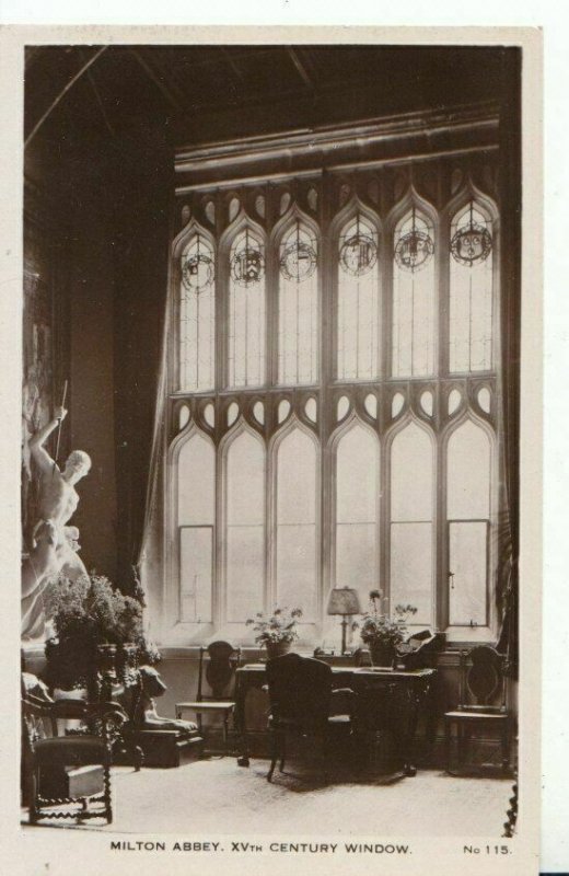 Dorset Postcard - Milton Abbey - XVth Century Window - Real Photo - Ref 10569A