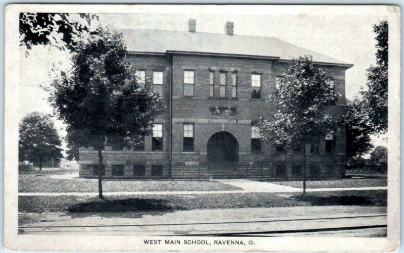 RAVENNA, Ohio OH  ~ WEST MAIN SCHOOL  1911  Portage County Postcard