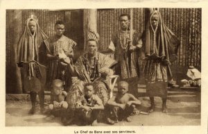 cameroon, Native Bana Fali Chief with his Servants (1920s) Mission Postcard