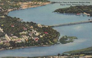 Florida Pensacola Birds Eye View Of Residence Section Of Bayou Texar Curteich