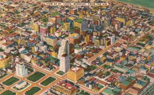 Vintage Postcard 1953 City St. Louis Missouri From The Air Buildings Structures