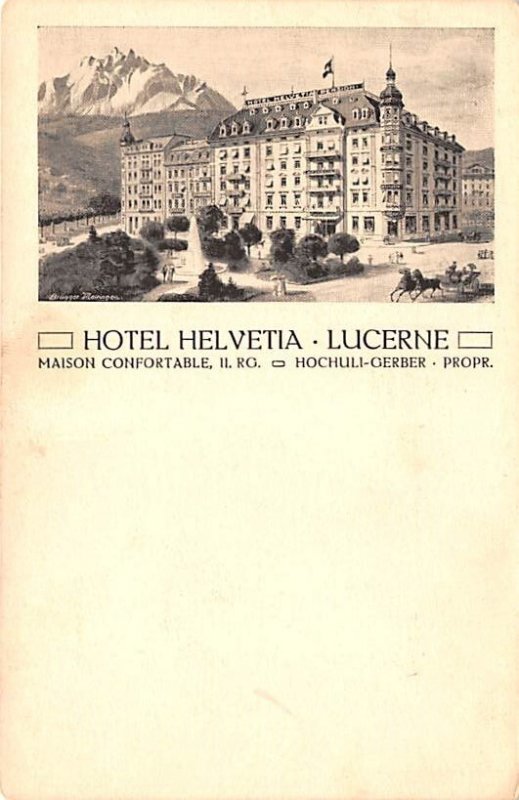 Hotel Helvetia Lucerne Switzerland Writing on back 