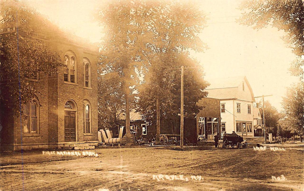 Argyle NY 1st National Bank I.O.O.F Building Old Car RPPC Postcard