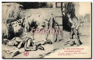 Old Postcard Our good peasants Childbirth Cow
