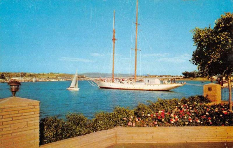 Newport Harbor California Lido Isle Yacht Vintage Postcard K79356