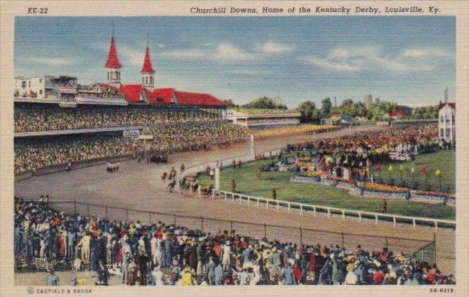 Kentucky Louisville Rounding The Turn At Churchill Downs 1953Curteich