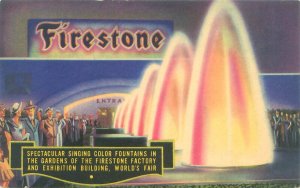 1933 Chicago Expo Firestone Fountains Night  Donnelley  Postcard Expo Stamp