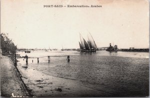 Egypt Port Said Embarcations Arabes Vintage Postcard C126