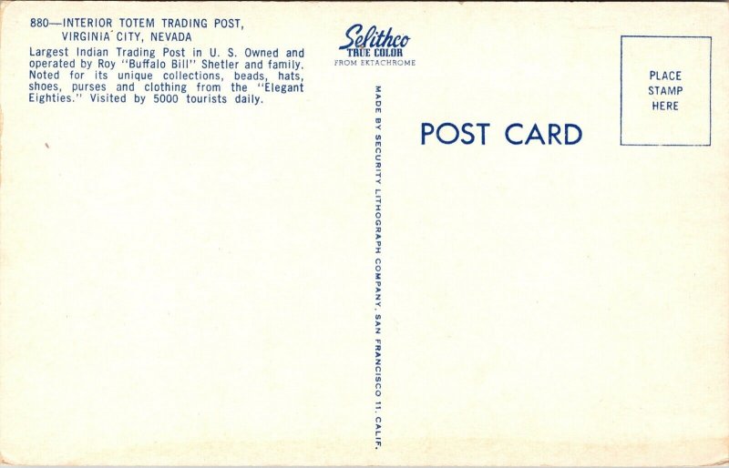 Postcard Interior Totem Trading Post in Virginia City, Nevada