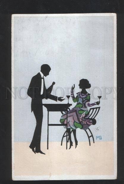 3069968 ART NOUVEAU Lovers SILHOUETTE by MG Vintage PC