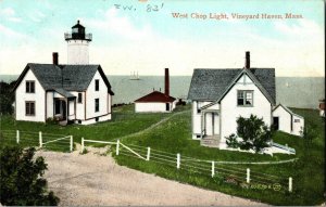View of West Chop Light, Vineyard Haven MA Vintage Postcard E61