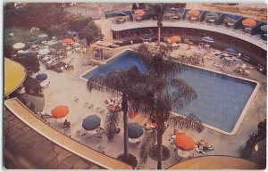 Beverly Hills, CA BEVERLY WILSHIRE HOTEL Swimming Pool 1950s Vintage Postcard