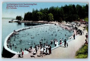 Vancouver BC Canada Postcard Lumbermans Arch Swimming Pool Stanley Park c1910's